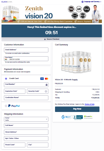 Vision 20 Secured Checkout Form